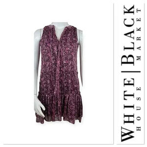 White House Black Market pink and burgundy print dress with tie size small
